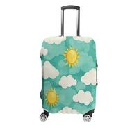 ERSTSNCK Clouds And Sun Luggage Suitcase Covers Elastic Washable Cute Luggage Protector Travel Suitcase Protective Cover For Adult (Fit 19-32 Inch Luggages) X-Large, white, S, Clouds and Sun