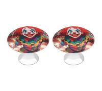 ERSTSNCK Clown Circus Show Cabinet Knobs 2-Pack Silver Stainless Steel Drawer Pulls with Screws Elegant Hardware for Dressers Kitchen Cabinets & Desks