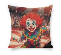 ERSTSNCK Clown Circus Show Pillow Covers 18"x18" Linen Throw Pillow Covers - Double Sided Decorative Square Cushion Cases for Sofa, Bed, Chair (No Insert Included)