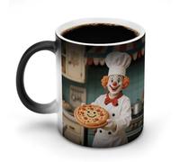 ERSTSNCK Clown Holding Pizza Color Changing Mug 11 Oz Heat Changing Coffee Mugs Funny Magic Cup Heat Sensitive Ceramics Mug Novelty Coffee Cups Personalized Customized Gift Idea for Men & Women
