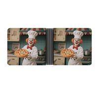 ERSTSNCK Clown Holding Pizza Wallet for Men Bifold Rfid Blocking Slim Money Clip Front Pocket Wallet Card Holder