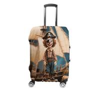 ERSTSNCK Clown on The Treasure Chest Luggage Suitcase Covers Elastic Washable Cute Luggage Protector Travel Suitcase Protective Cover For Adult (Fit 19-32 Inch Luggages), white, Small, Clown on the