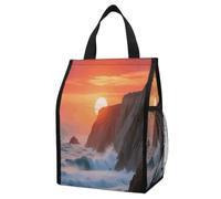 ERSTSNCK Coastal Cliff Sunrise Insulated Lunch Bag Leakproof Insulated Cooler Bags Reusable Cooler Tote Foldable Lunchbox for Adult Women Men for Work Travel Picnic
