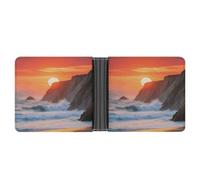 ERSTSNCK Coastal Cliff Sunrise Wallet for Men Bifold Rfid Blocking Slim Money Clip Front Pocket Wallet Card Holder