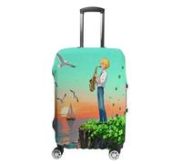 ERSTSNCK Coastal Singing Luggage Suitcase Covers Elastic Washable Cute Luggage Protector Travel Suitcase Protective Cover For Adult (Fit 19-32 Inch Luggages) X-Large, white, XL, Coastal Singing