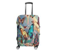 ERSTSNCK Color Butterfly Background Luggage Suitcase Covers Elastic Washable Cute Luggage Protector Travel Suitcase Protective Cover For Adult (Fit 19-32 Inch Luggages) X-Large, white, S, Color