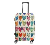 ERSTSNCK Color Heart Image Luggage Suitcase Covers Elastic Washable Cute Luggage Protector Travel Suitcase Protective Cover For Adult (Fit 19-32 Inch Luggages) X-Large, white, M, Color Heart Image