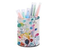 ERSTSNCK Color Peacock Pen Holder, Pencil Holder Desktop Stationery Organizer Round Leather Pencil Cup Makeup Brush Storage Box for Office Home And Stationary Supplies