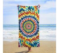 ERSTSNCK Color Tie Dye Beach Towel Oversized 31" X 63" Absorbent Towels Quick Dry Pool Towel Lightweight Bath Towels Sandproof Beach Blanket for Gym Swimming Sports Travel Gifts