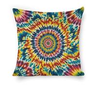 ERSTSNCK Color Tie Dye Pillow Covers 18"x18" Linen Throw Pillow Covers - Double Sided Decorative Square Cushion Cases for Sofa, Bed, Chair (No Insert Included)