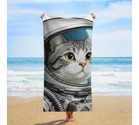 ERSTSNCK Colored Astronaut Cat Beach Towel Oversized 31" X 63" Absorbent Towels Quick Dry Pool Towel Lightweight Bath Towels Sandproof Beach Blanket for Gym Swimming Sports Travel Gifts