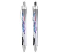 ERSTSNCK Colored Glass Flowers Black Ballpoint Pens Fine Point (0.5mm) Black Ink Pen Retractable Ball Point Pens with Comfortable Full Grip for Journaling, And Office Writing Ideal 2 PCS