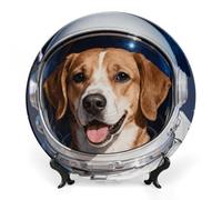 ERSTSNCK Colored Space Animal Ceramic Decorative Plate 10inch Bone China Wall Hanging Ornament Plates Bohemian Style Dinner Plate with Stand Cabinet Display Plates for Home Art Decor