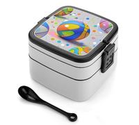 ERSTSNCK Colorful Basketball Bento Box 1000ml Leak Proof Lunch Container with Removable Dividers & Spoon - BPA-Free PP Stackable Lunch Box for Work, Office, Picnic, Travel, Dining Out