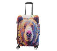 ERSTSNCK Colorful Bear Painting Luggage Suitcase Covers Elastic Washable Cute Luggage Protector Travel Suitcase Protective Cover For Adult (Fit 19-32 Inch Luggages) X-Large, white, XL, Colorful Bear