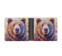 ERSTSNCK Colorful Bear Painting Wallet for Men Bifold Rfid Blocking Slim Money Clip Front Pocket Wallet Card Holder