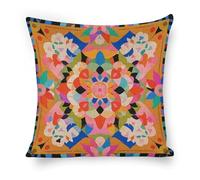 ERSTSNCK Colorful Boho Floral Pillow Covers 18"x18" Linen Throw Pillow Covers - Double Sided Decorative Square Cushion Cases for Sofa, Bed, Chair (No Insert Included)