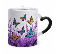 ERSTSNCK Colorful Butterflies Color Changing Mug Heat Changing Coffee Mugs Funny Magic Cup Heat Sensitive Travel Mug Novelty Coffee Cups Personalized Customized Gift Idea for Men & Women 11 Oz