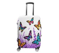ERSTSNCK Colorful Butterflies Luggage Suitcase Covers Elastic Washable Cute Luggage Protector Travel Suitcase Protective Cover For Adult (Fit 19-32 Inch Luggages) X-Large, white, S, Colorful