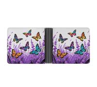 ERSTSNCK Colorful Butterflies Wallet for Men Bifold Rfid Blocking Slim Money Clip Front Pocket Wallet Card Holder