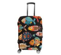 ERSTSNCK Colorful Cartoon Fish Luggage Suitcase Covers Elastic Washable Cute Luggage Protector Travel Suitcase Protective Cover For Adult (Fit 19-32 Inch Luggages) X-Large, white, S, Colorful Cartoon