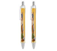 ERSTSNCK Colorful Cat And National Flag Black Ballpoint Pens Fine Point (0.5mm) Black Ink Pen Retractable Ball Point Pens with Comfortable Full Grip for Journaling, And Office Writing Ideal 2 PCS