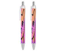 ERSTSNCK Colorful Cat Face Black Ballpoint Pens Fine Point (0.5mm) Black Ink Pen Retractable Ball Point Pens with Comfortable Full Grip for Journaling, And Office Writing Ideal 2 PCS