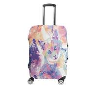 ERSTSNCK Colorful Cat Head Pattern Luggage Suitcase Covers Elastic Washable Cute Luggage Protector Travel Suitcase Protective Cover For Adult (Fit 19-32 Inch Luggages) X-Large, white, L, Colorful Cat
