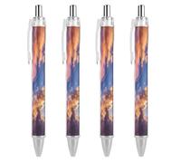 ERSTSNCK Colorful Clouds Black Ballpoint Pens Fine Point (0.5mm) Black Ink Pen Retractable Ball Point Pens with Comfortable Full Grip for Journaling, And Office Writing Ideal 4 PCS
