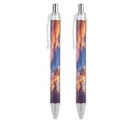 ERSTSNCK Colorful Clouds Black Ballpoint Pens Fine Point (0.5mm) Black Ink Pen Retractable Ball Point Pens with Comfortable Full Grip for Journaling, And Office Writing Ideal 2 PCS