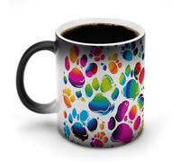 ERSTSNCK Colorful Dog Paw Print Color Changing Mug 11 Oz Heat Changing Coffee Mugs Funny Magic Cup Heat Sensitive Ceramics Mug Novelty Coffee Cups Personalized Customized Gift Idea for Men & Women