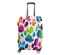 ERSTSNCK Colorful Dog Paw Print Luggage Suitcase Covers Elastic Washable Cute Luggage Protector Travel Suitcase Protective Cover For Adult (Fit 19-32 Inch Luggages), white, XL, Colorful Dog Paw Print