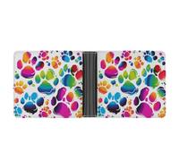 ERSTSNCK Colorful Dog Paw Print Wallet for Men Bifold Rfid Blocking Slim Money Clip Front Pocket Wallet Card Holder