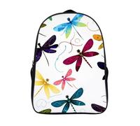 ERSTSNCK Colorful Dragonfly Laptop Backpack for Travel Work, 16In Cute Bookbag, Computer Backpack, Casual Daypack