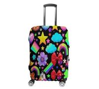 ERSTSNCK Colorful Element Pattern Luggage Suitcase Covers Elastic Washable Cute Luggage Protector Travel Suitcase Protective Cover For Adult (Fit 19-32 Inch Luggages) X-Large, white, L, Colorful
