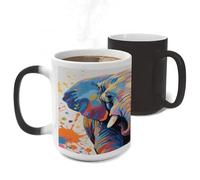 ERSTSNCK Colorful Elephant Painting Color Changing Mug Heat Changing Coffee Mug Funny Magic Cup Heat Sensitive Travel Mugs Novelty Coffee Cups Personalized Customized Gift for Men Women 11 Oz