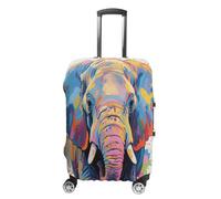 ERSTSNCK Colorful Elephant Painting Luggage Suitcase Covers Elastic Washable Cute Luggage Protector Travel Suitcase Protective Cover For Adult (Fit 19-32 Inch Luggages) X-Large, white, XL, Colorful