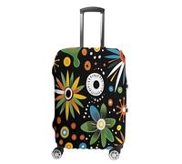 ERSTSNCK Colorful Flower Paintings Luggage Suitcase Covers Elastic Washable Cute Luggage Protector Travel Suitcase Protective Cover For Adult (Fit 19-32 Inch Luggages) X-Large, white, L, Colorful