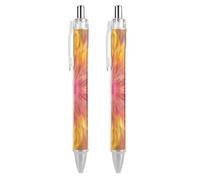 ERSTSNCK Colorful Flower Pattern Black Ballpoint Pens Fine Point (0.5mm) Black Ink Pen Retractable Ball Point Pens with Comfortable Full Grip for Journaling, And Office Writing Ideal 2 PCS