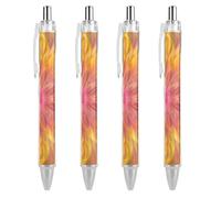 ERSTSNCK Colorful Flower Pattern Black Ballpoint Pens Fine Point (0.5mm) Black Ink Pen Retractable Ball Point Pens with Comfortable Full Grip for Journaling, And Office Writing Ideal 4 PCS