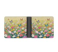 ERSTSNCK Colorful Flower Sea World Wallet for Men Bifold Rfid Blocking Slim Money Clip Front Pocket Wallet Card Holder