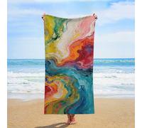 ERSTSNCK Colorful Fluid Arts Beach Towel Oversized 31" X 63" Absorbent Towels Quick Dry Pool Towel Lightweight Bath Towels Sandproof Beach Blanket for Gym Swimming Sports Travel Gifts