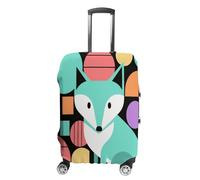 ERSTSNCK Colorful Fox Art Luggage Suitcase Covers Elastic Washable Cute Luggage Protector Travel Suitcase Protective Cover For Adult (Fit 19-32 Inch Luggages), white, M, Colorful Fox Art
