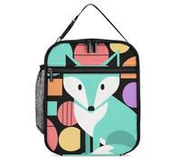 ERSTSNCK Colorful Fox Art Lunch Bag for Adults Reusable Insulated Lunchbox Leakproof Small Lunch Box Tote for Men & Women Portable Food Cooler Bag for Work, Office, Picnics