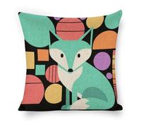 ERSTSNCK Colorful Fox Art Pillow Covers 18"x18" Linen Throw Pillow Covers - Double Sided Decorative Square Cushion Cases for Sofa, Bed, Chair (No Insert Included)