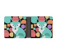 ERSTSNCK Colorful Fox Art Wallet for Men Bifold Rfid Blocking Slim Money Clip Front Pocket Wallet Card Holder