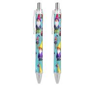 ERSTSNCK Colorful Gnomes Black Ballpoint Pens Fine Point (0.5mm) Black Ink Pen Retractable Ball Point Pens with Comfortable Full Grip for Journaling, And Office Writing Ideal 2 PCS