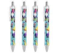 ERSTSNCK Colorful Gnomes Black Ballpoint Pens Fine Point (0.5mm) Black Ink Pen Retractable Ball Point Pens with Comfortable Full Grip for Journaling, And Office Writing Ideal 4 PCS
