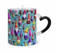ERSTSNCK Colorful Gnomes Color Changing Mug Heat Changing Coffee Mugs Funny Magic Cup Heat Sensitive Travel Mug Novelty Coffee Cups Personalized Customized Gift Idea for Men & Women 11 Oz