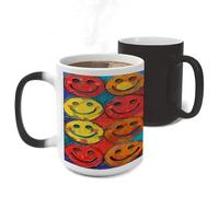ERSTSNCK Colorful Happy Face Color Changing Mug Heat Changing Coffee Mug Funny Magic Cup Heat Sensitive Travel Mugs Novelty Coffee Cups Personalized Customized Gift for Men Women 11 Oz